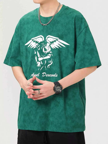 Men's Plus Size Graphic Round Neck Short Sleeve T-Shirt