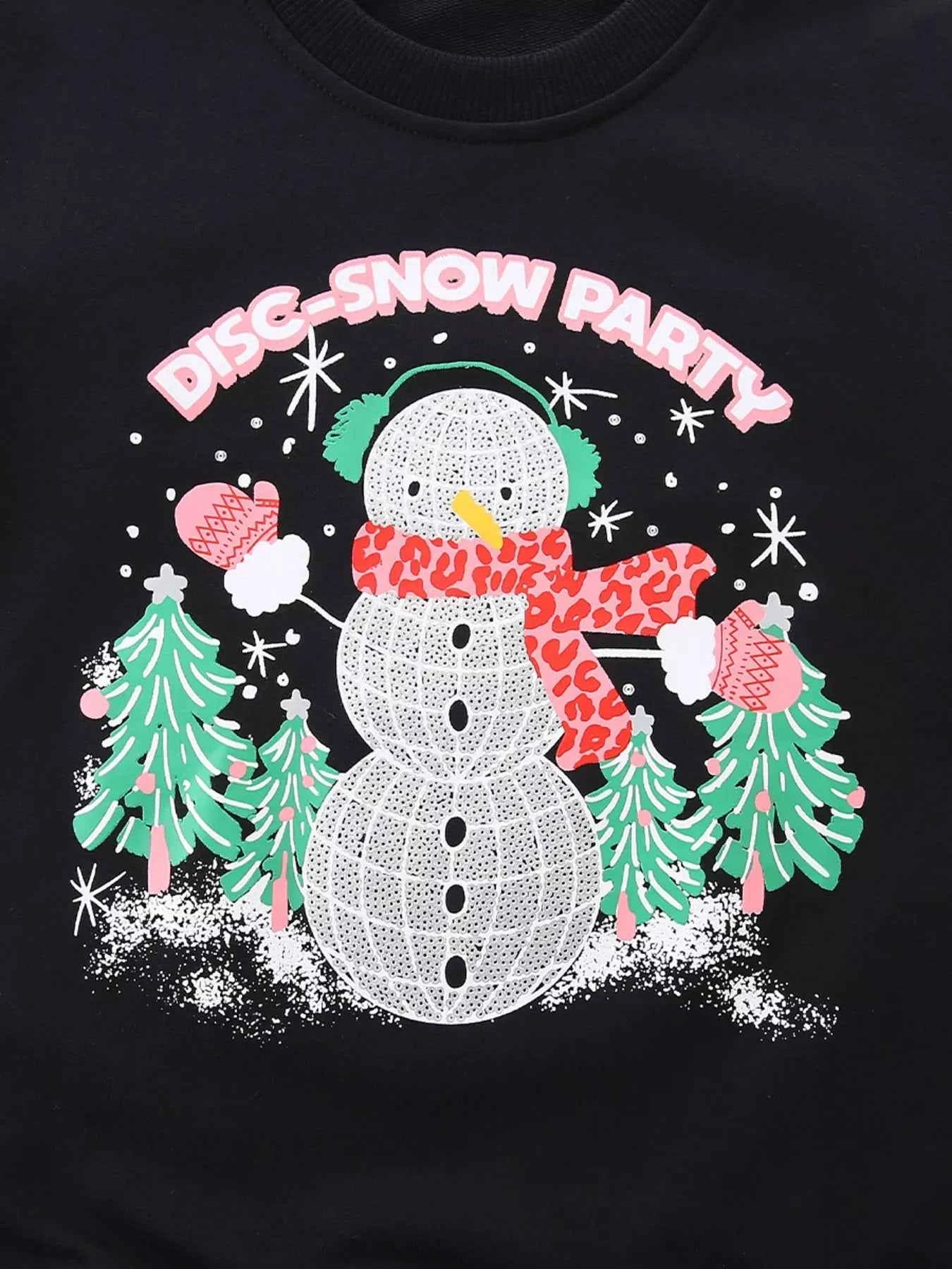 Children's Christmas Snowman Graphic Crewneck Sweatshirt