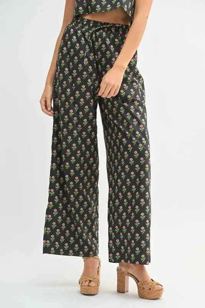 MABLE Floral Print Ruffle Top and Pants Set