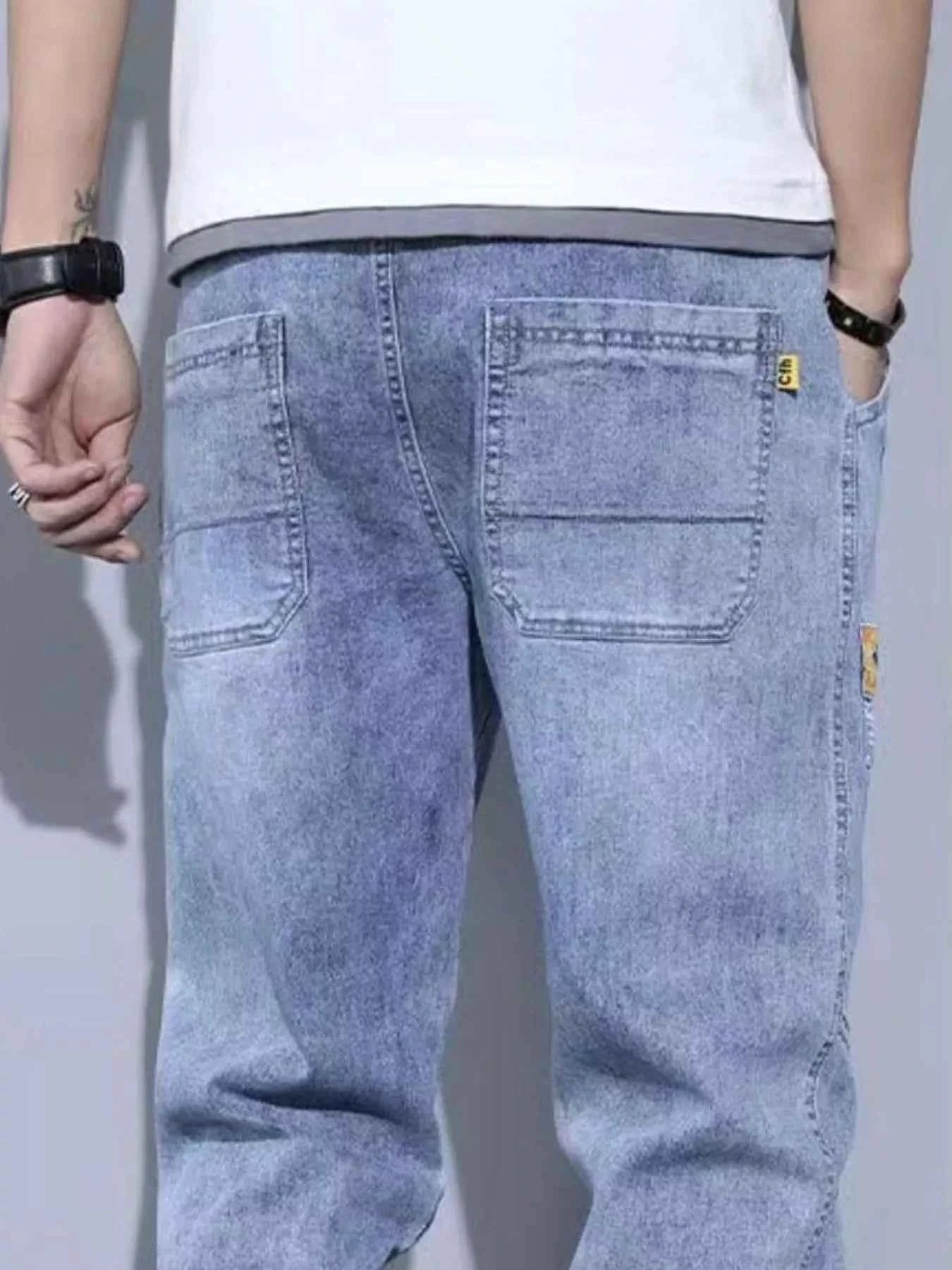 Men's Plus Size Slim Fit Wash Jeans