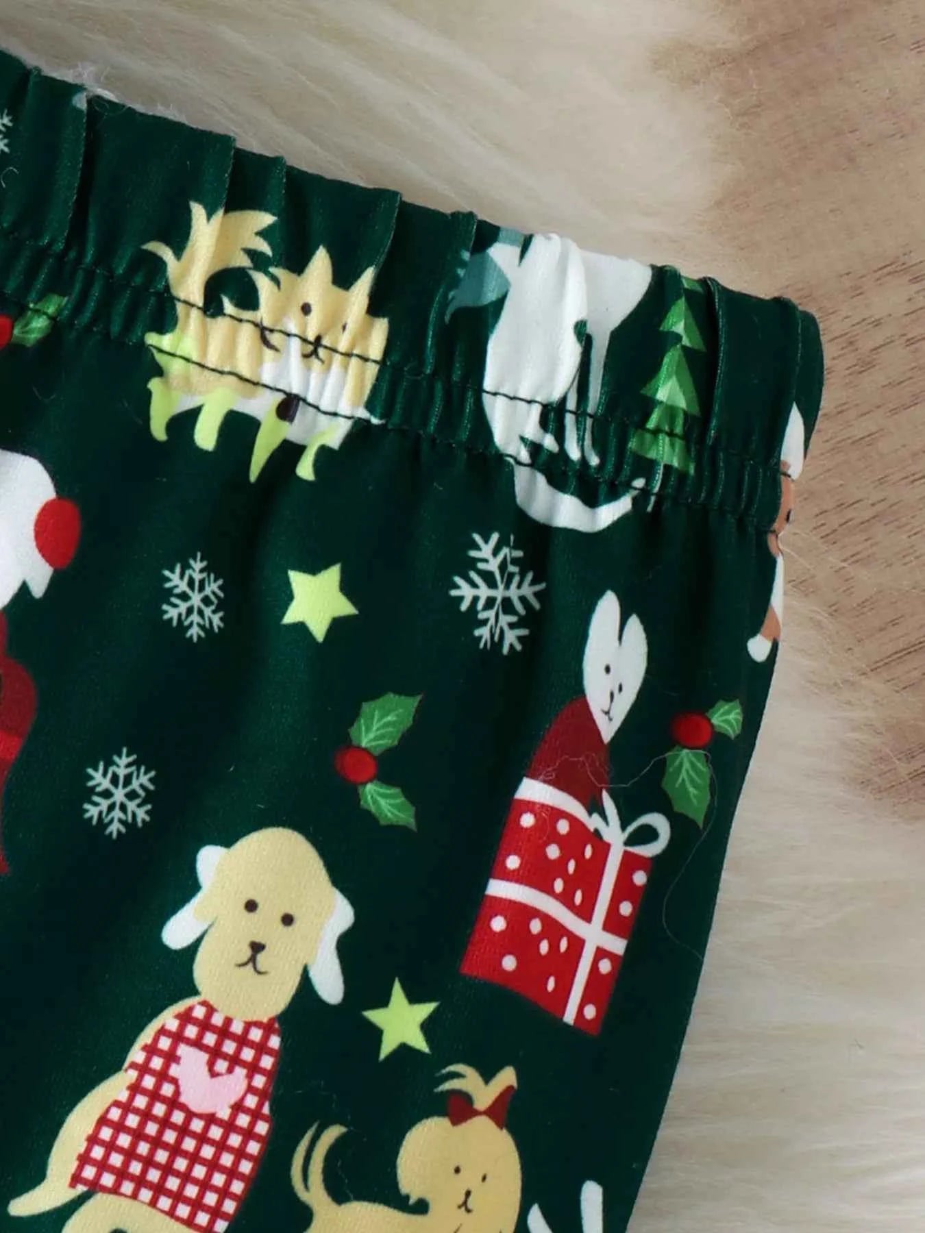 Children's Christmas Print Top and Pants Set