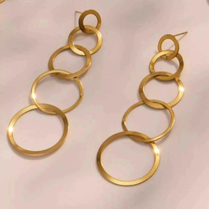 18K Gold-Plated Titanium Steel Round Earrings