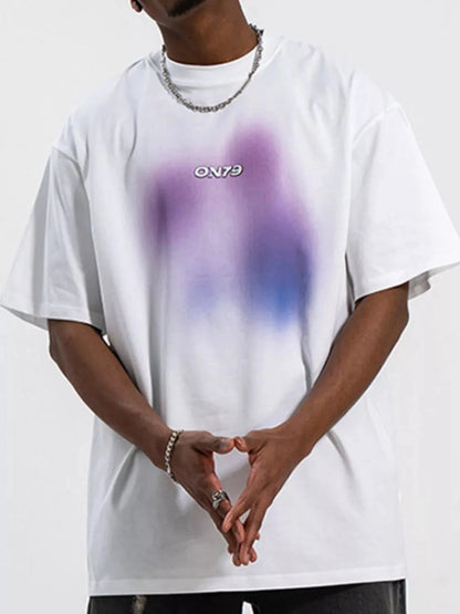 Men's Contrast Round Neck Short Sleeve T-Shirt