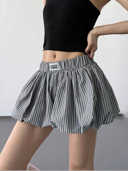 Striped Bubble Hem Casual Shorts
