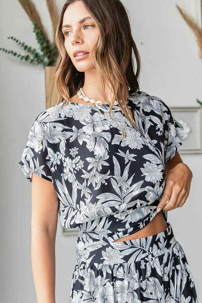 Mittoshop Tropical Print Top and Skirt Set