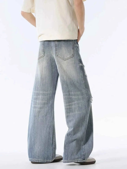 Men's Distressed Wide Leg Jeans