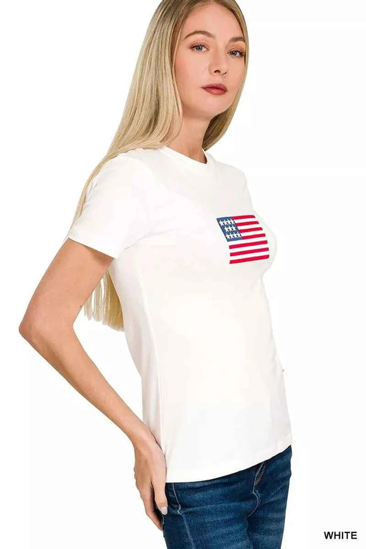 Zenana American Flag Tee