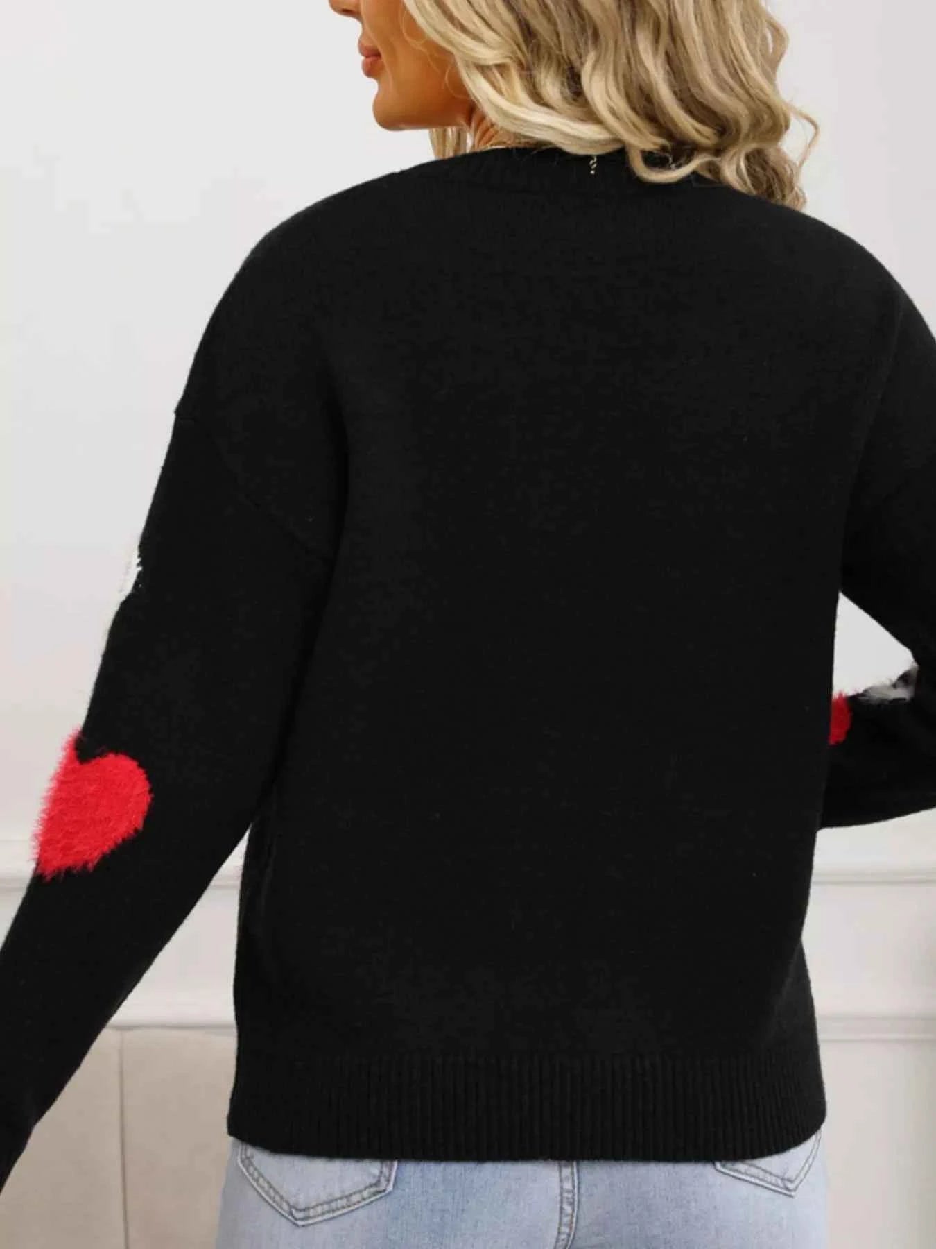 Valentine's Day Heart Pattern Knit Sweater