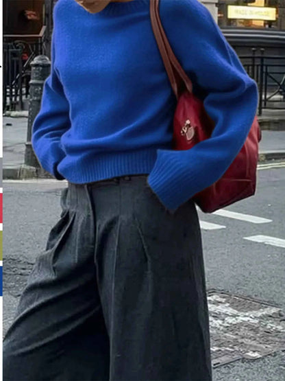 Ribbed Crewneck Drop Shoulder Sweater