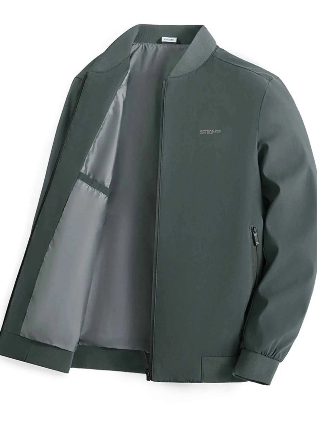 Men's Plus Size Zip-Up Bomber Jacket with Pockets