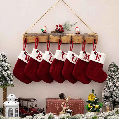Cable-Knit Contrast Christmas Stockings