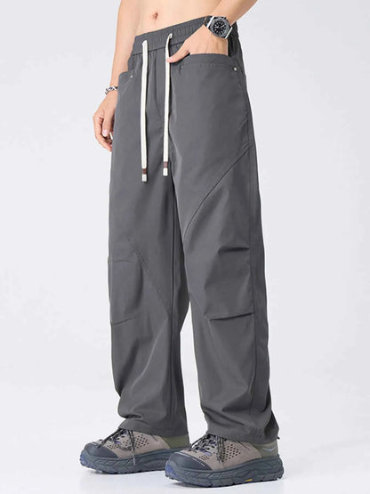 Men's Drawstring Wide Leg Cargo Pants