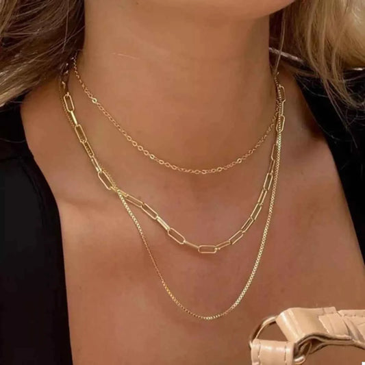 18K Gold-Plated Three Layered Necklace