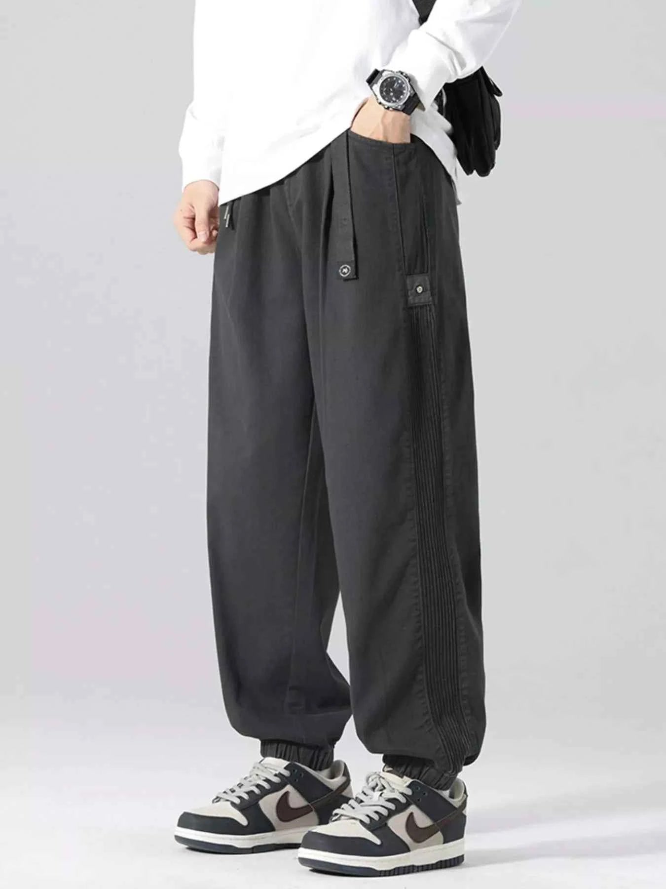 Men's Plus Size Drawstring Cargo Joggers with Pockets