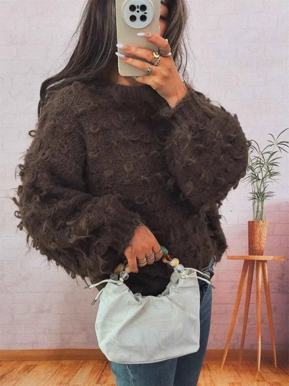 Chunky Round Neck Long Sleeve Sweater