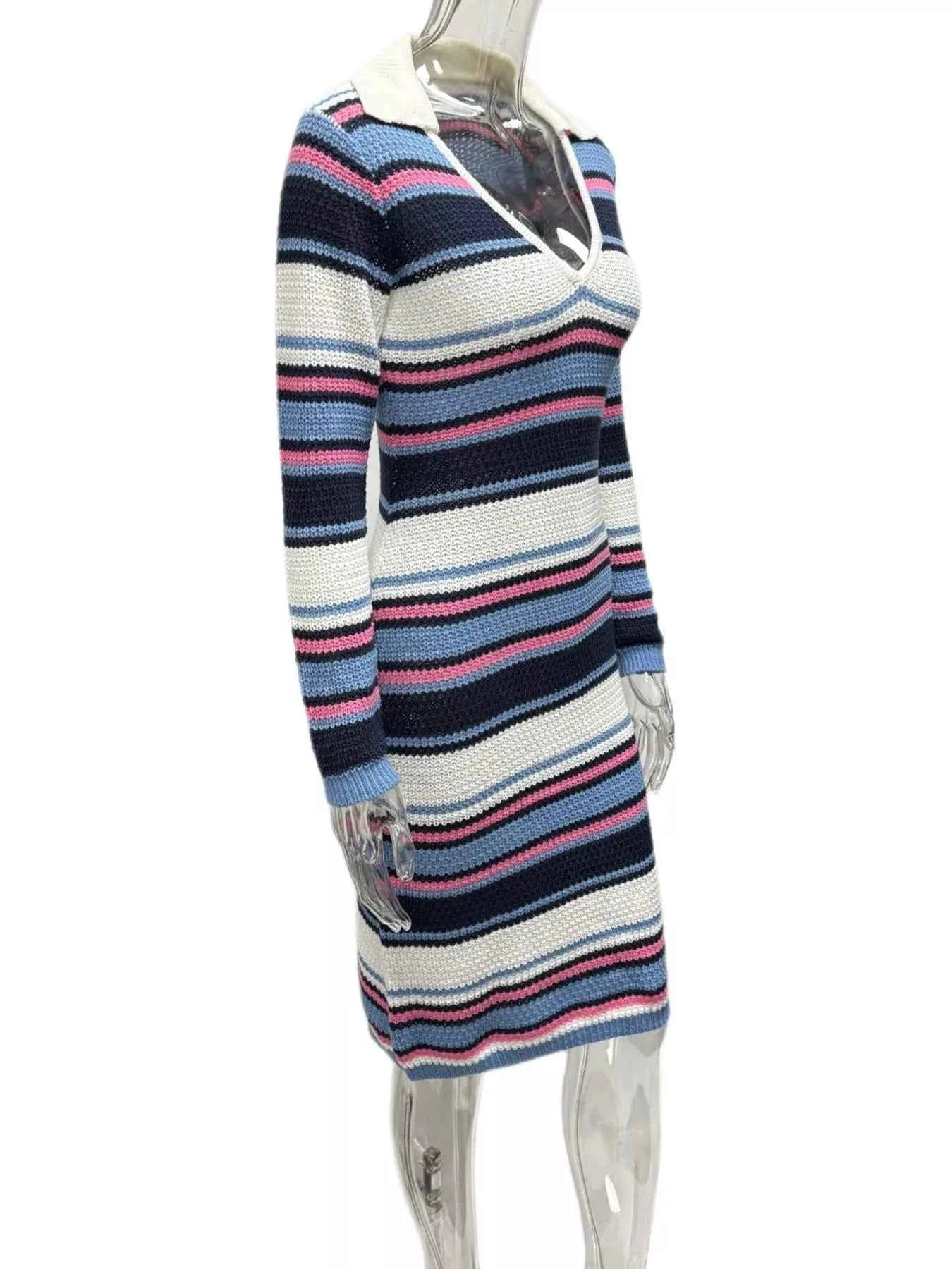 Striped Knitted Bodycon Sweater Dress