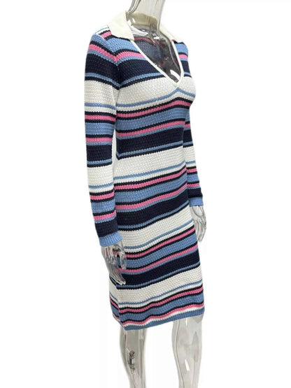 Striped Knitted Bodycon Sweater Dress