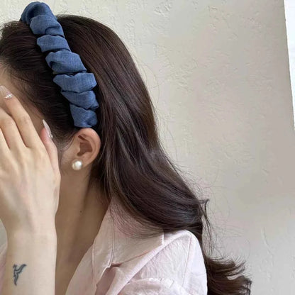 Denim Ruched Hair Headband