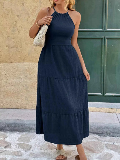 Tie Back Tiered Midi Dress