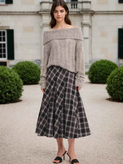 Plaid Midi Skirt