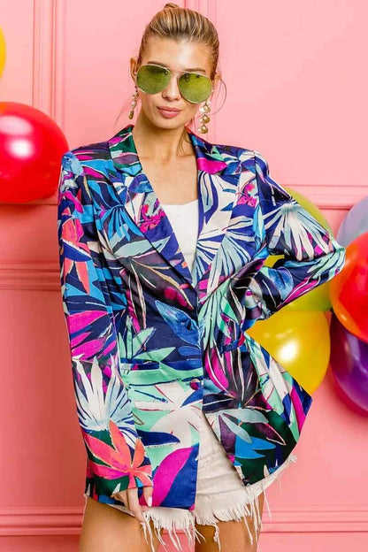 BiBi Thin Satin Tropical Single Blazer