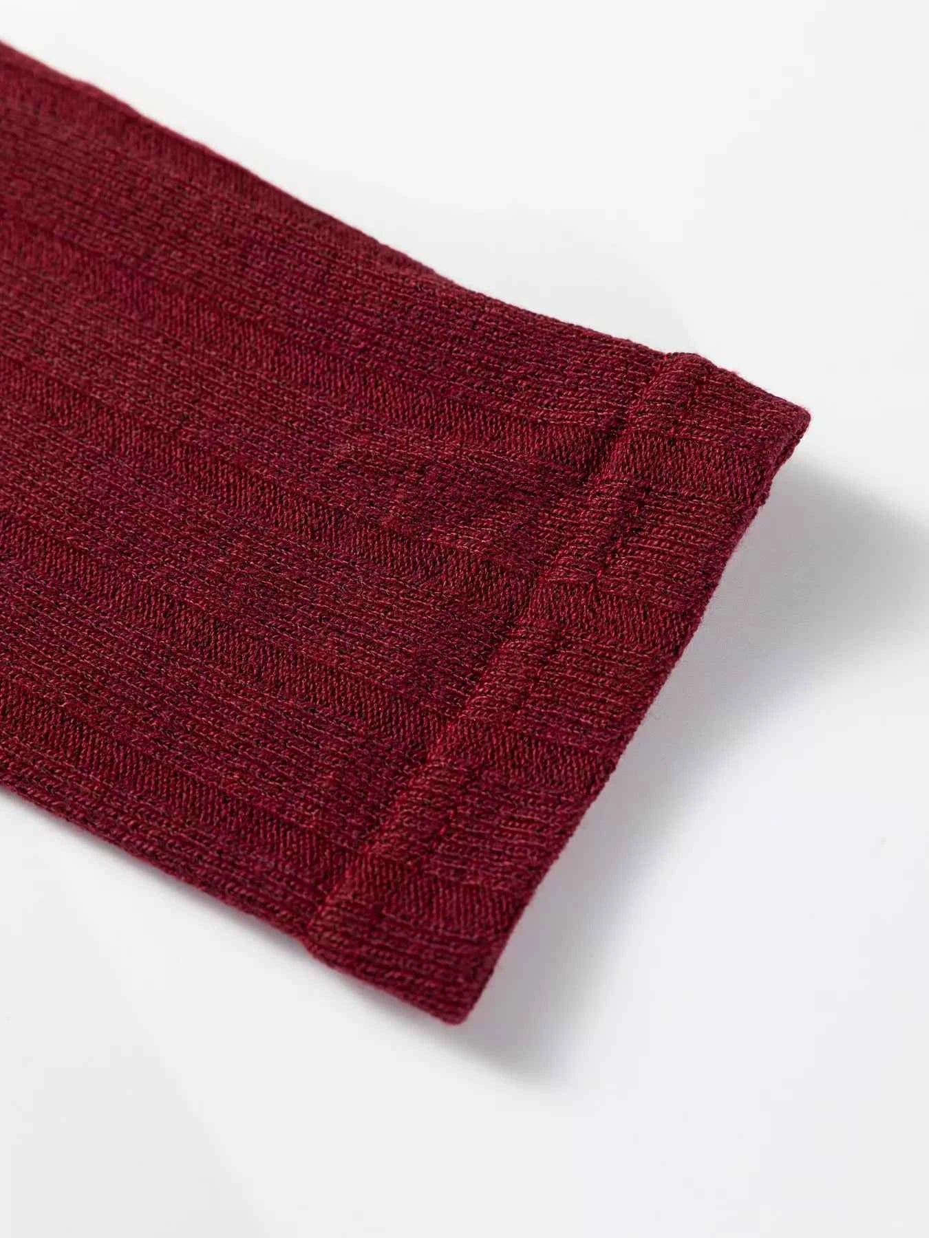 Frilled Neck Ribbed Knit Patchwork Long Sleeve Mini Dress