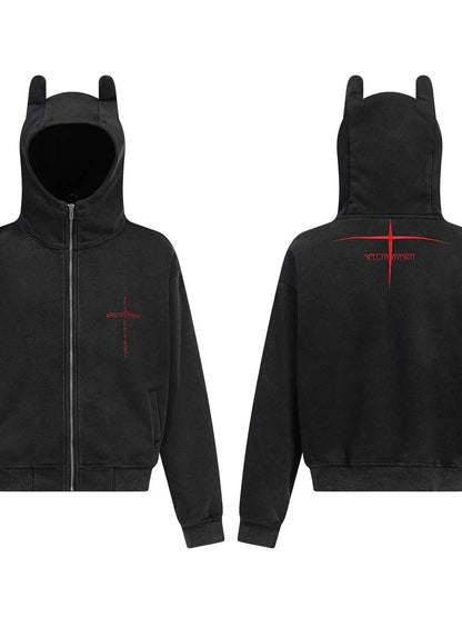 Men's Devil Horn Zip-Up Hoodie