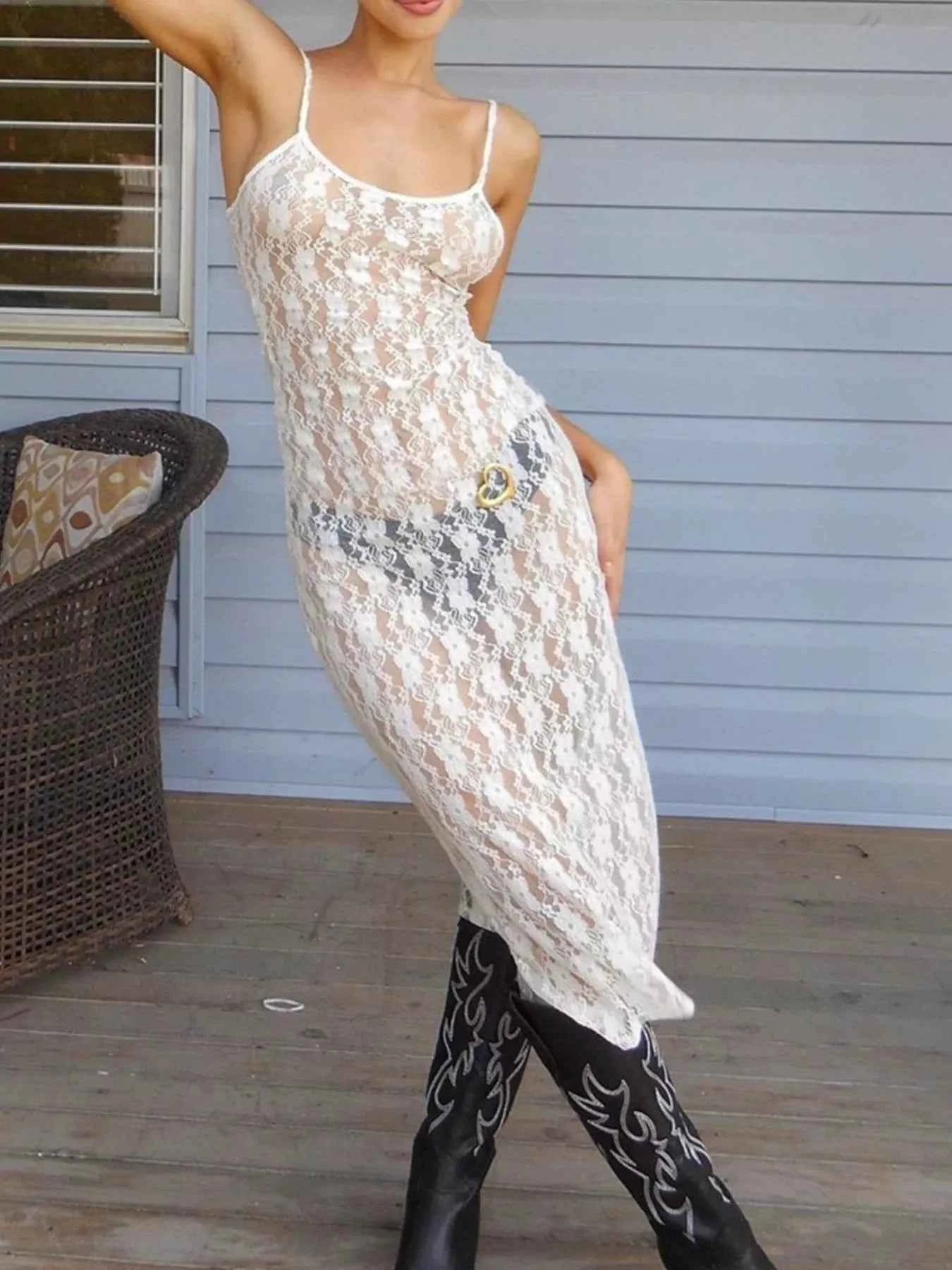Lace Sheer Cami Dress