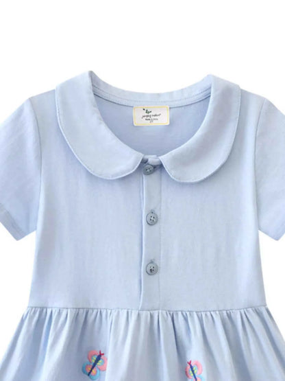 Children's Butterfly Floral Peter Pan Collar Dress