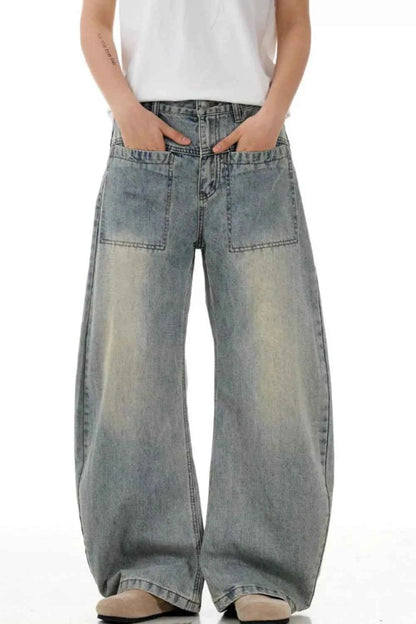 Men's Vintage Wash Wide Leg Jeans