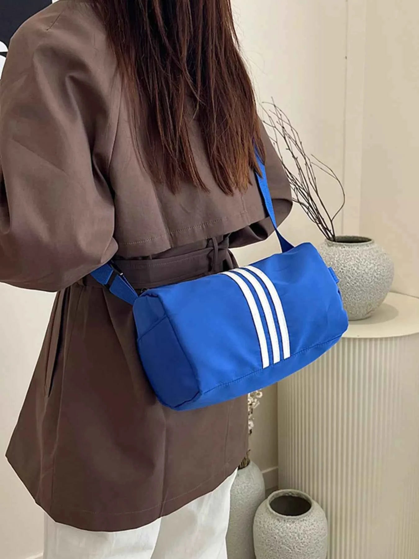 Striped Barrel Crossbody Bag
