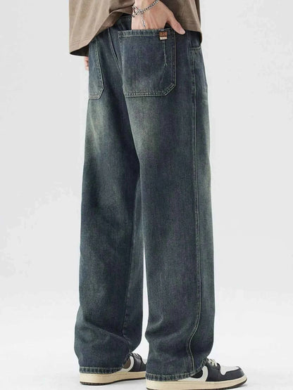Men's Washed Wide Leg Relaxed Fit Jeans