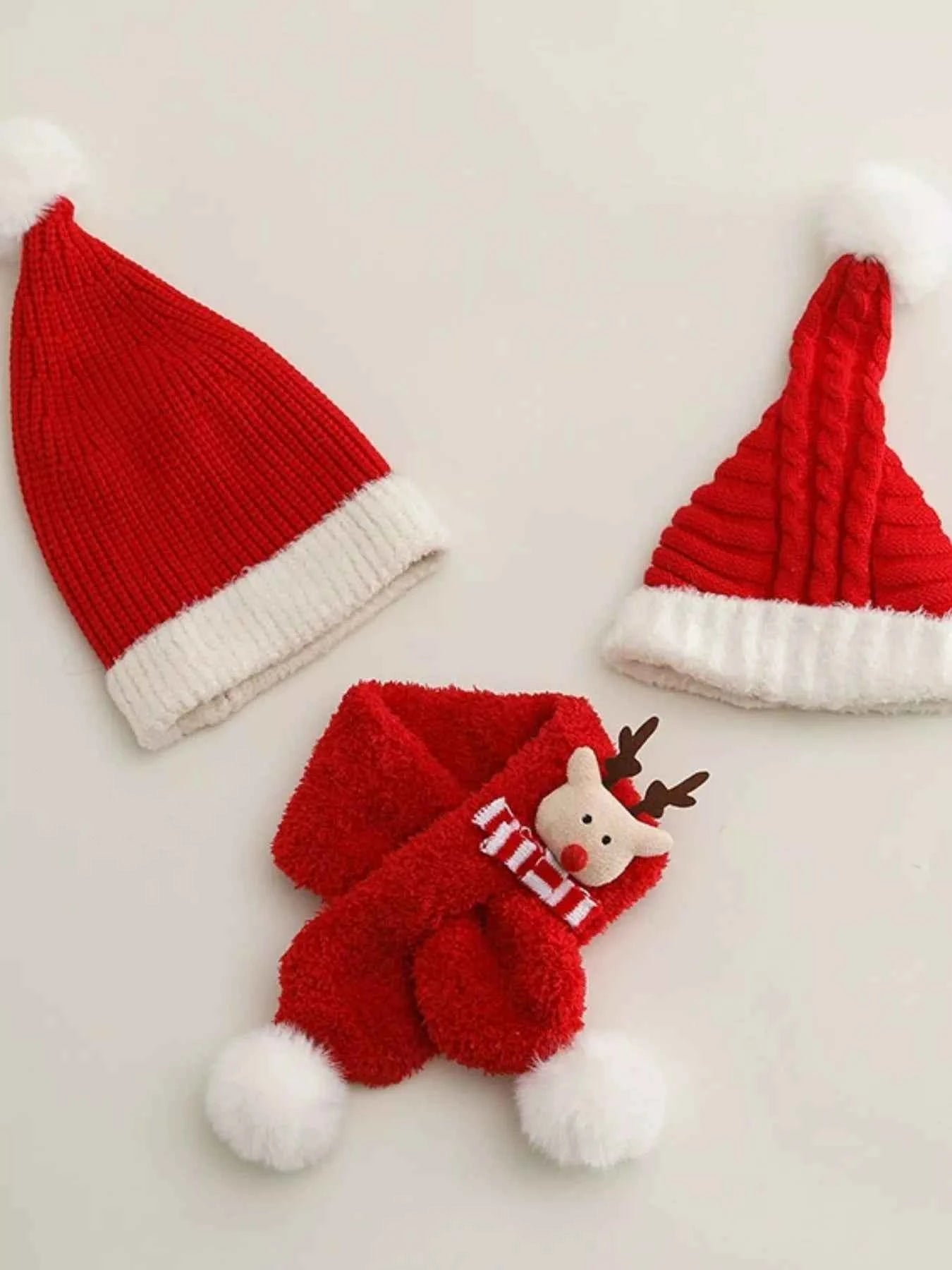 Children's Christmas Pom Pom Hat and Scarf Set