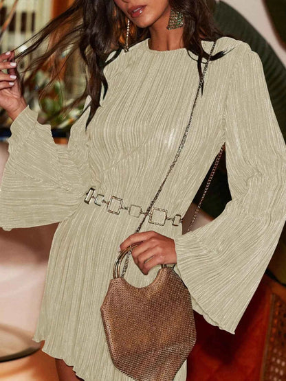 Cutout Back Flare Sleeve Dress