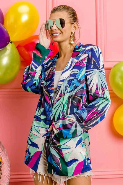 BiBi Thin Satin Tropical Single Blazer
