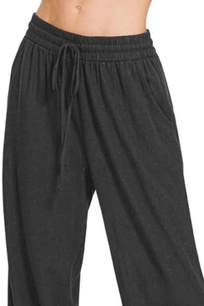 Zenana Linen Drawstring Pants