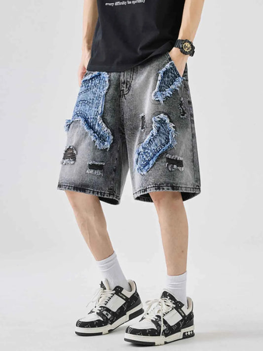 Men's Full Size Distressed Denim Shorts Plus Size