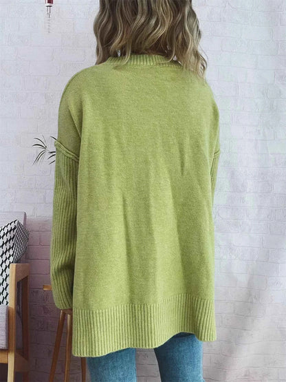 V-Neck Dropped Shoulder Sweater