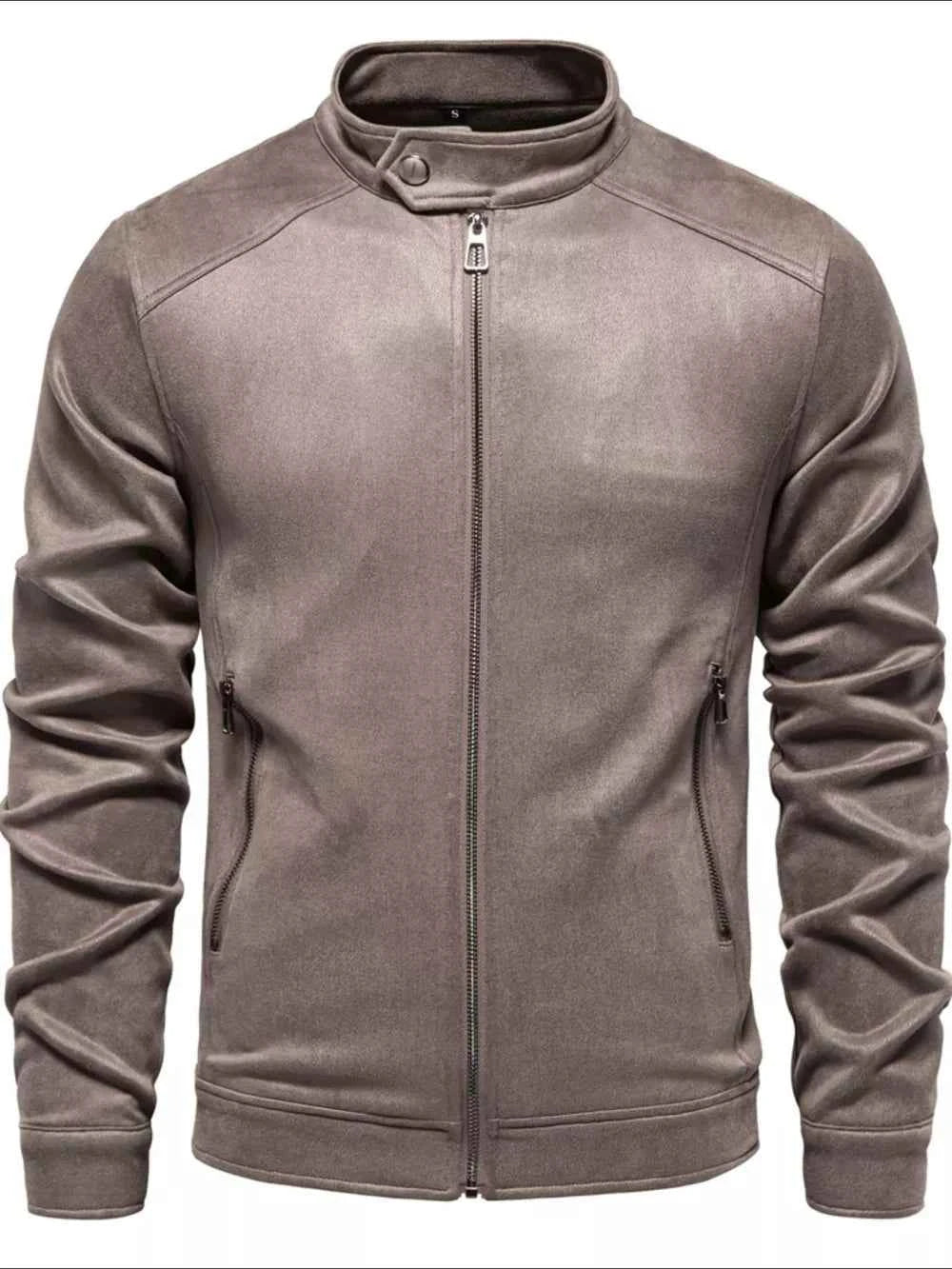 Men's Zip Up Long Sleeve Biker Jacket