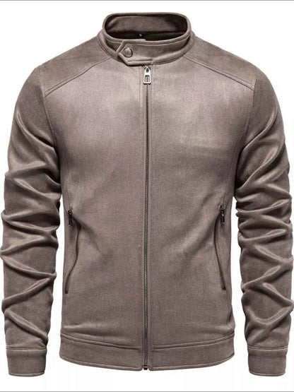 Men's Zip Up Long Sleeve Biker Jacket