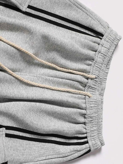 Drawstring Side Striped Wide Leg Pants