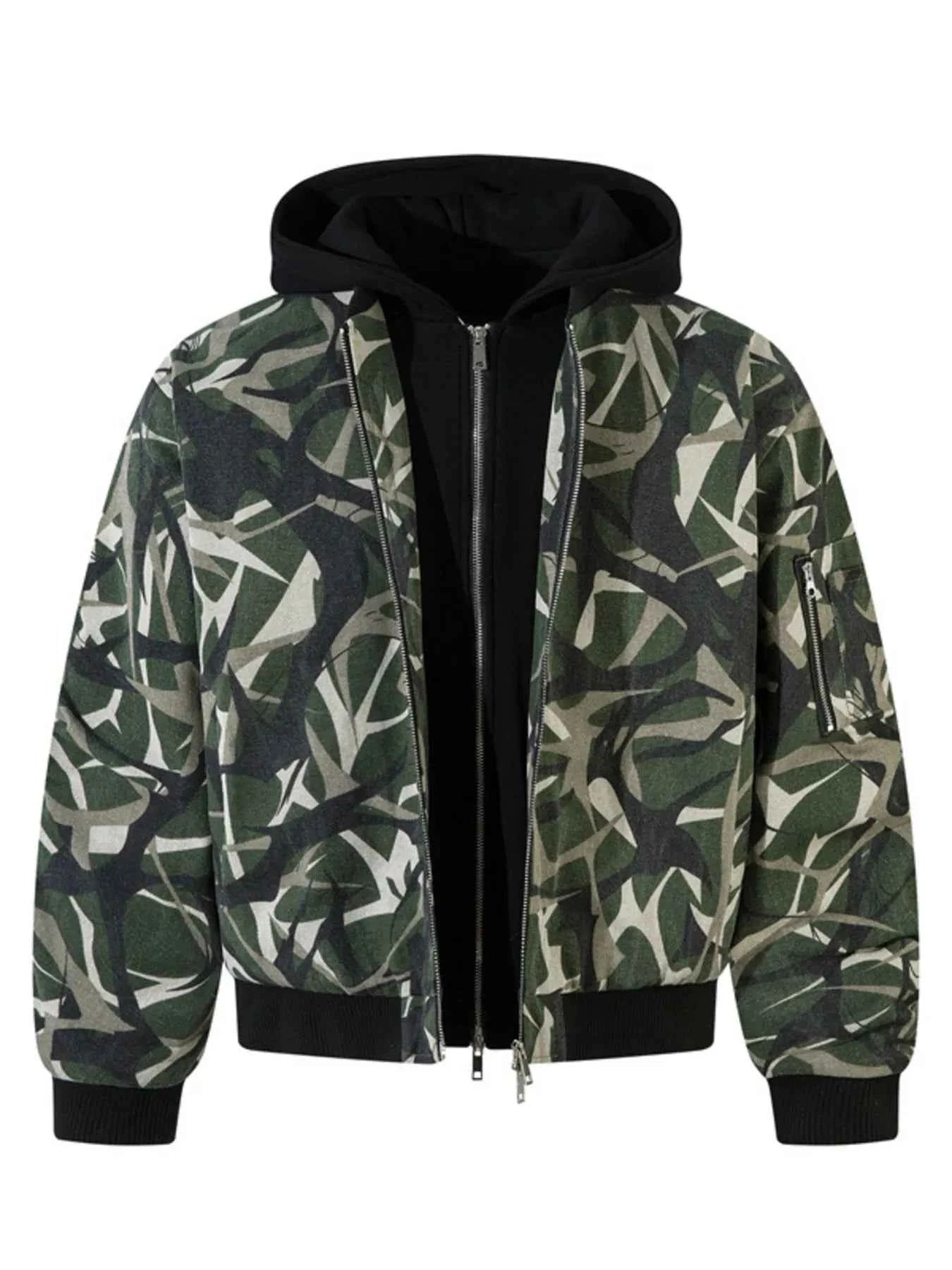 Men's Printed Zip Up Long Sleeve Jacket