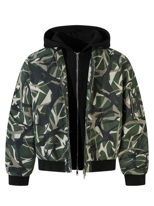 Men's Printed Zip Up Long Sleeve Jacket
