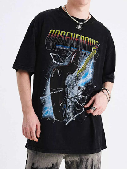 Men's Graphic Round Neck Short Sleeve T-Shirt