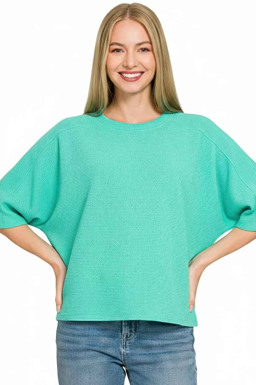 Zenana Double Knit Short Sleeve Top