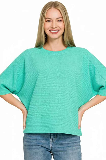 Zenana Double Knit Short Sleeve Top