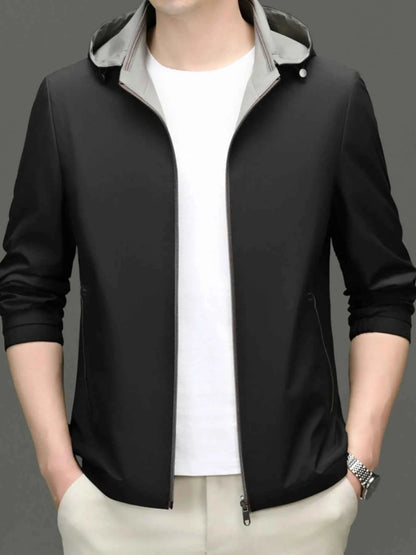 Men's Plus Size Zip Up Long Sleeve Hooded Jacket