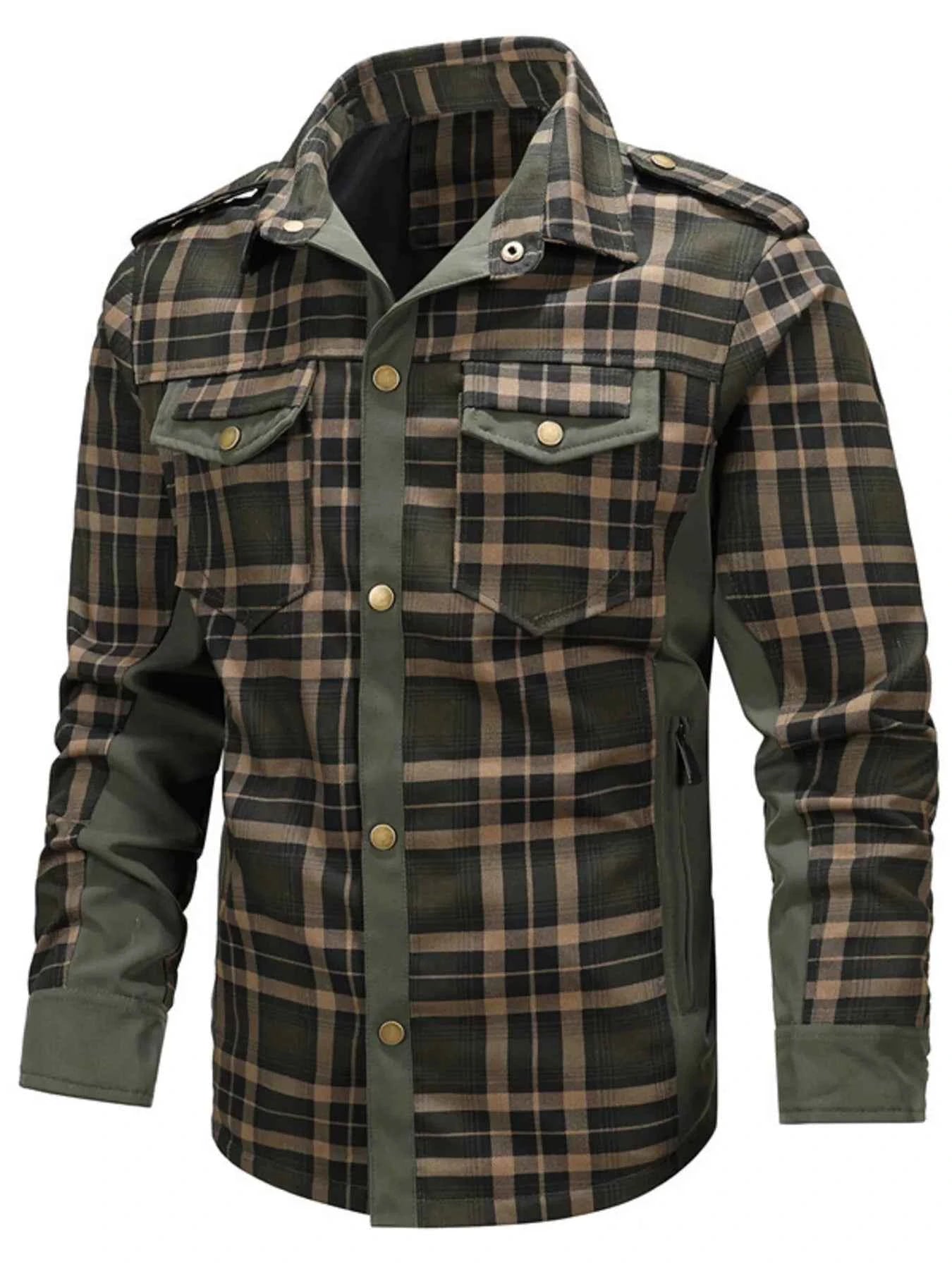 Men's Full Size Button Up Long Sleeve Plaid Shirt Plus Size
