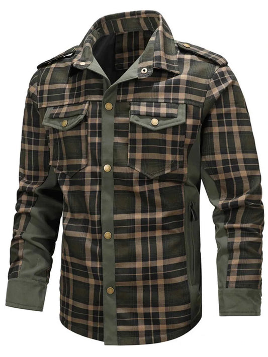 Men's Full Size Button Up Long Sleeve Plaid Shirt Plus Size