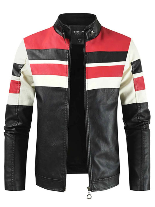 Men's Plus Size Contrast Zip Up Long Sleeve Jacket